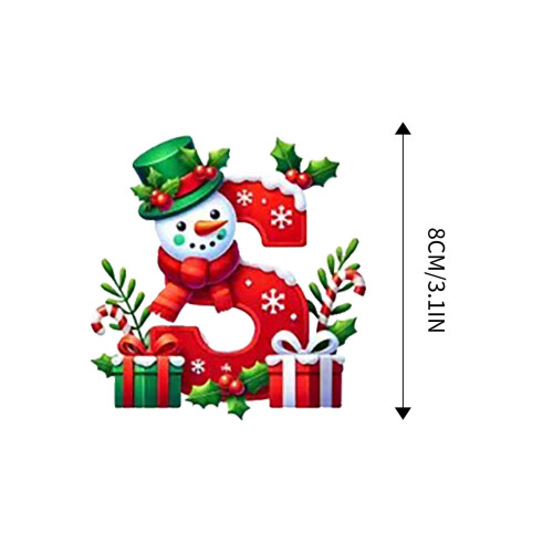 Christmas Snowman Ornament with Initial Letter, Red