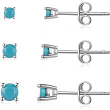 Sterling Silver Turquoise Stud Earrings 1 Pair
