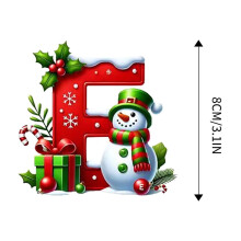 Snowman Ornament with Initial Letter, Red Christmas Tree