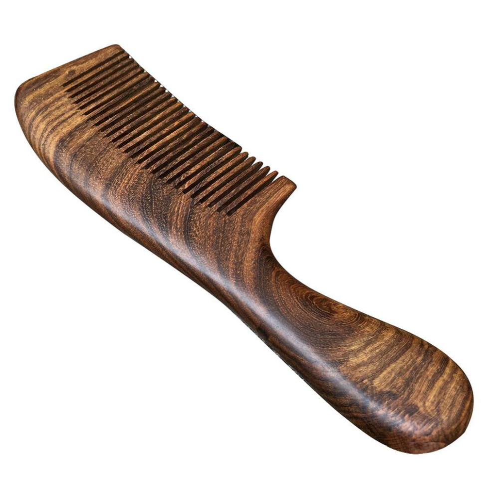 Unisex sandalwood comb wooden handle fine-tooth