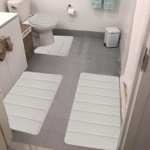 Σετ χαλιών μπάνιου Memory Foam αντιολισθητικά 4 τεμάχια 1