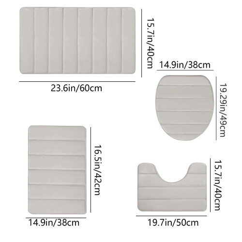 Σετ χαλιών μπάνιου Memory Foam αντιολισθητικά 4 τεμάχια 2