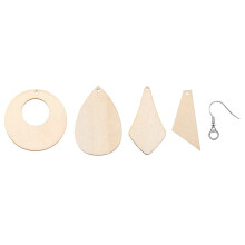 Wood Earring Pendant Blanks with Hooks 120 pcs