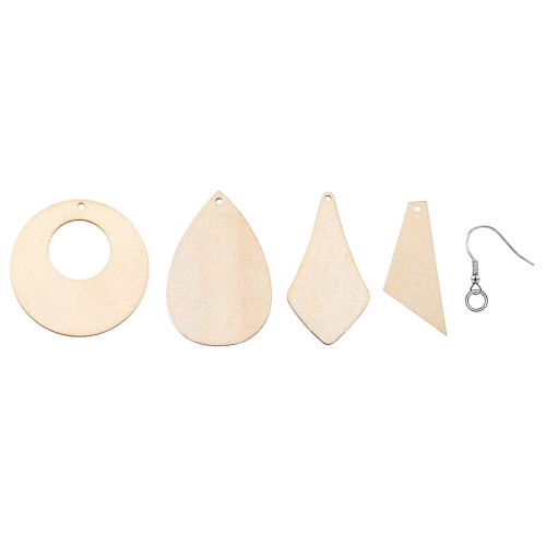 Wood Earring Pendant Blanks with Hooks 120 pcs