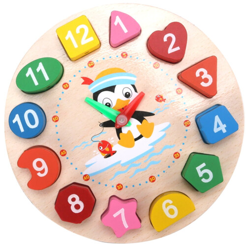 Wooden Clock Teaching Puzzle for Kids Ages 3-5
