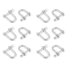 304 Stainless Steel Screw Pin D Style Chain Dee Shackle 4mm for Rigging M4 Pack of 12