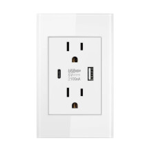 Fali konnektor USB-C porttal, fehér, 15A, 120V