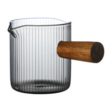 Espresso hrnky 100ml s dřevěnou rukojetí, průhledný žáruvzdorný skleněný hrnek, kompatibilní s domácím barem, čajovnou, styl F