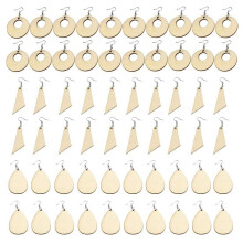 Unfinished Wood Earring Blanks with Holes 60 pcs