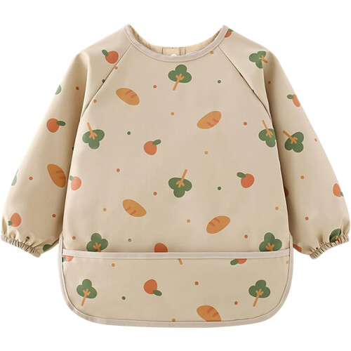 Waterproof Long Sleeve Baby Bib with Pocket, Adjustable,