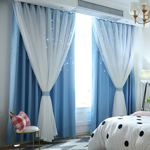 Meiiso blackout curtains blue 100x200cm double layer