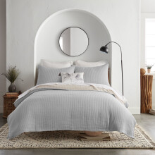 Levtex Home - Caden Coton Gaze - Couvre-lit/Couette King - Gris Brume - Dimensions (269 x 234 cm) - 100 % mousseline de coton