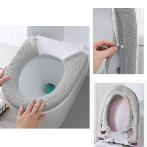 Soft Thicker Toilet Seat Cover with Snaps, Reusable