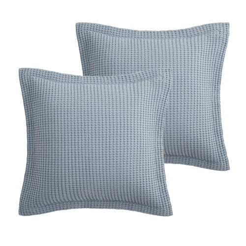 Conjunto de fronhas Levtex Home Mills Waffle Euro na cor azul ardósia, 66 x 66 cm (26 x 26 polegadas).