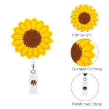 Sunflower Badge Reel with Telescopic Clip