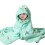 Kids' hooded bath towel green elephant design 1