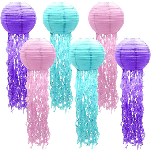 Roofei jelly fish paper lanterns 6 pack
