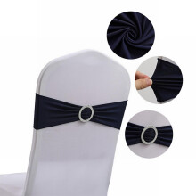 Floral Elastic Chair Back Covers Navy Blue 10pcs