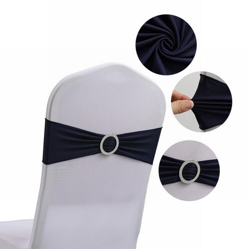 Floral Elastic Chair Back Covers Navy Blue 10pcs