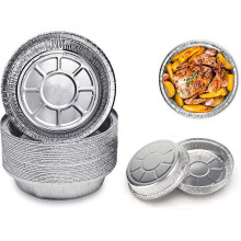 Roofei aluminum foil trays 6 inch round deep 100 pack
