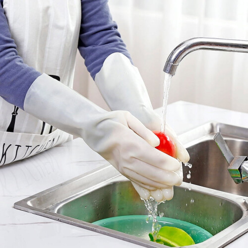 Roofei reusable dishwashing gloves white small