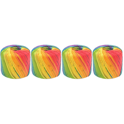 Cotton Yarn Rainbow Knitting Crochet Thread 4 Rolls