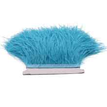Ostrich feather trim ribbon black white sky blue 5M