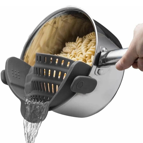 Silicone kitchen strainer clip-on for pots and pans green 1