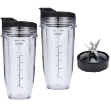 Ninja Nutri Blender Cups 24oz with Sip and Seal Lids 7 Fins