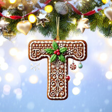 Gingerbread Alphabet Pendant A with Berries 26 pcs