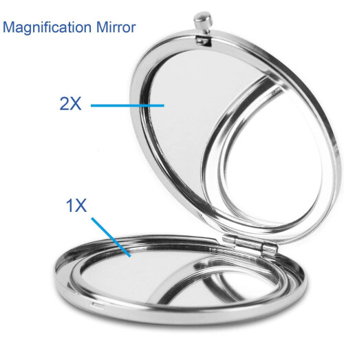 Compact folding double-sided travel makeup mirror 1