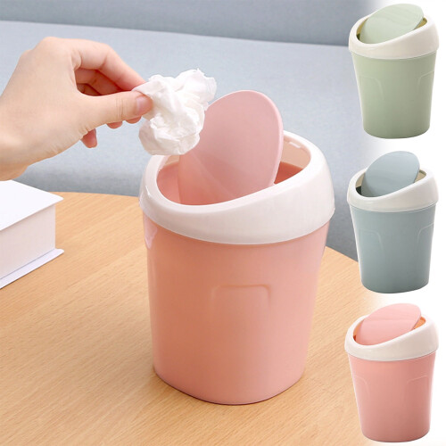 RFUGUG Shake-Cover Desktop Trash Can Plastic