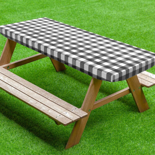 MGEZCOO fitted rectangle tablecloth 6 ft black plaid