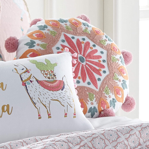 Almofada decorativa Levtex Home Lima Llama redonda de 40 cm (16 polegadas) 1
