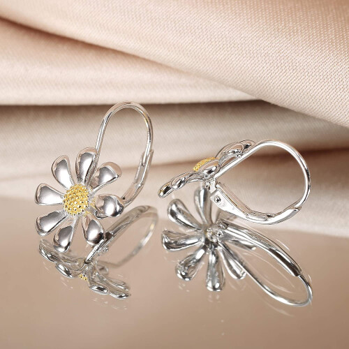 Jstyle 925 Sterling Silver Flower Leverback Earrings 1