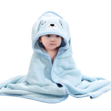 Kids' hooded bath towel blue dog design