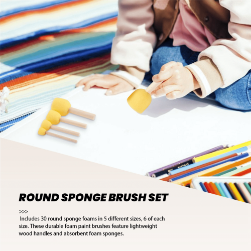 Foam Sponge Paint Brushes Round Set 30 pcs 5 sizes 2