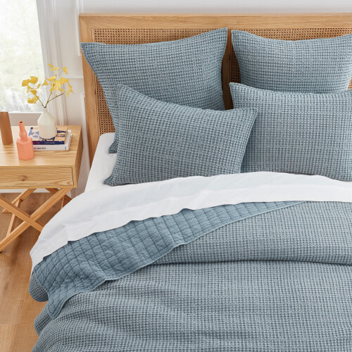Conjunto de fronhas Levtex Home Mills Waffle Euro Sham Chambray 26x26 polegadas 1