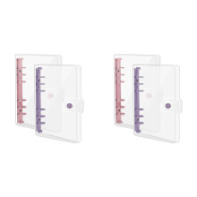 4 Pack A6 Soft PVC 6 Rings Binder, Clear Budget Binder, Refillable Planner Binder, Ring Binder Cover with Snap Button