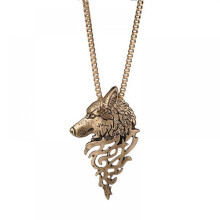 Men's Retro Wolf Head Pendant Necklace 1 piece