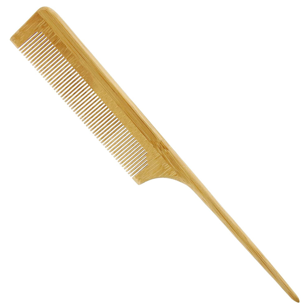 Bamboo Rat-Tail Comb with Fine Teeth for Styling Curly Hair