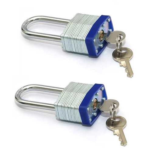Cadeado tipo argola em aço inoxidável com pescoço de 2 polegadas (pacote com 2)