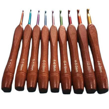 Wooden Crochet Hook Set Bamboo 9-Piece 2-6mm