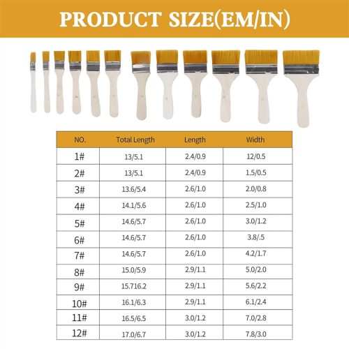 Art Paint Brushes Set Nylon Wooden Handle 12 Pieces 1