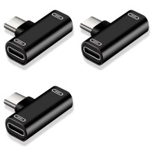3X 3-in-1-Doppel-Typ-C-Adapter Typ-C-Ladekabel Ladegerät Kopfhörer-Konverter für Smartphones Kopfhörer-Adapter Schwarz
