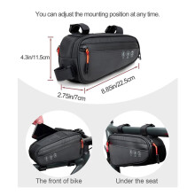 2X Borsa per Telaio Bici, Borsa per Bicicletta Impermeabile con Due Tasche Laterali, Custodia per Tubo da Bici per Mountain Bike da Strada