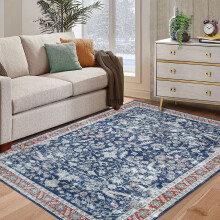 Haperlare washable Persian area rug blue 4 ft x 6 ft