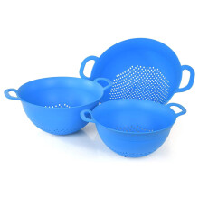 Plastic Strainer Set Blue 3pc 3/3.5/5 Quart BPA-Free