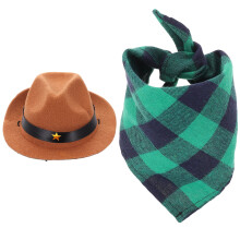 Hekezhi dog cowboy hat decorative pet bandana set