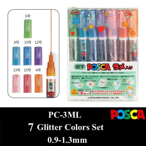 Uni Posca Acrylic Marker PC-3ML 7 Colors